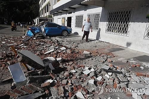 콜롬비아 서부 도시 칼리의 지진 피해 현장