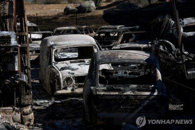 스페인 산불에 타버린 자동차