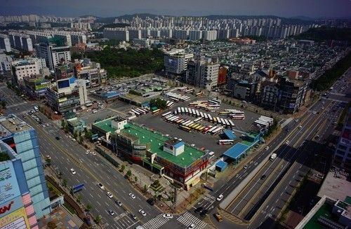 청주시외버스터미널을 하늘에서 내려다본 모습