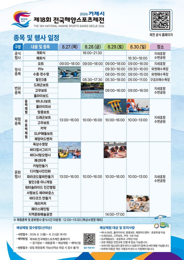 제18회 전국해양스포츠제전 일정표