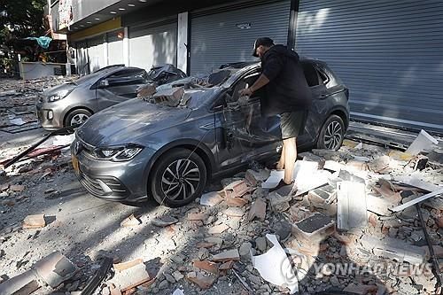 콜롬비아 서부 도시 칼리의 지진 피해 현장