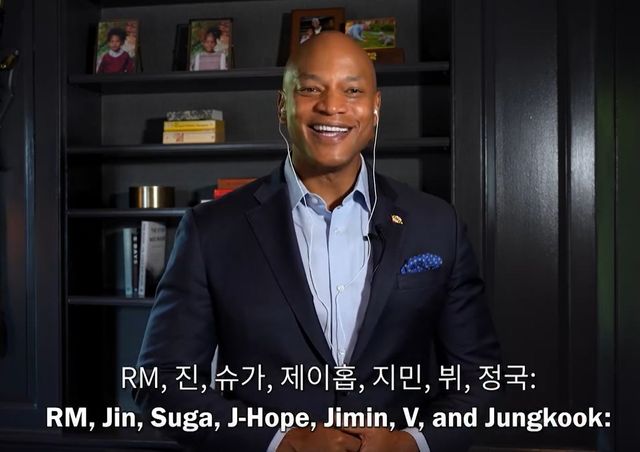 방탄소년단(BTS) 환영 영상을 게재한 웨스 무어 미국 메릴랜드 주지사