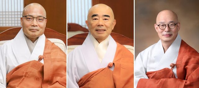 경우스님, 정념스님, 진우스님(왼쪽부터 기호순)
