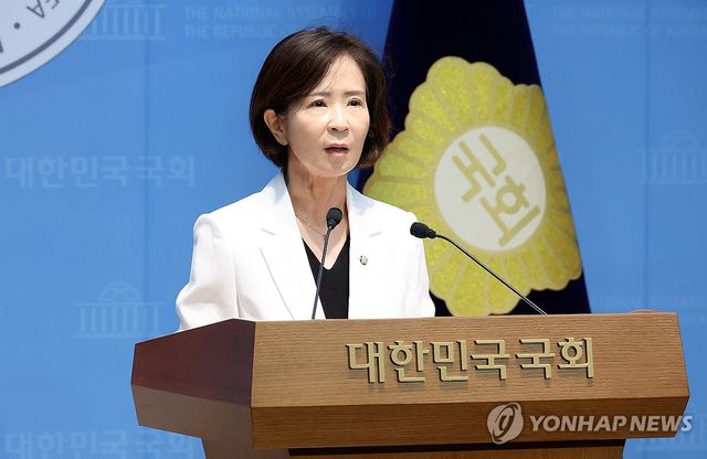 논평 기자회견 하는 최수진 원내수석대변인