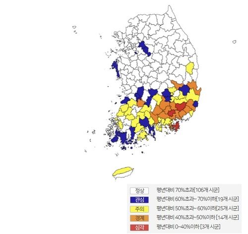 11일 기준 전국 농업용수 가뭄 현황