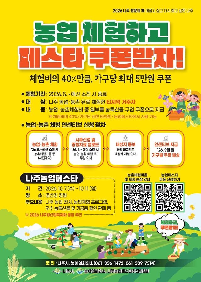농촌체험 쿠폰 지급 포스터