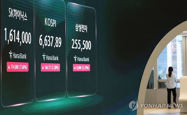 20일 서울 중구 하나은행 본점 딜링룸 전광판