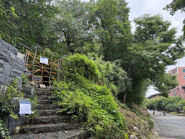 폐쇄된 안산 등산로-연세대 출입구