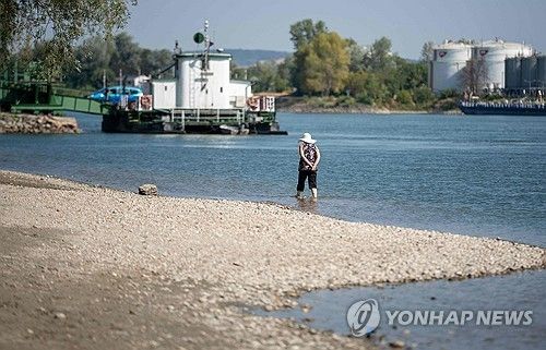 폭염과 가뭄에 수위가 급격히 하강한 오스트리아의 다뉴브강 [AFP 연합뉴스. 재판매 및 DB 금지] 