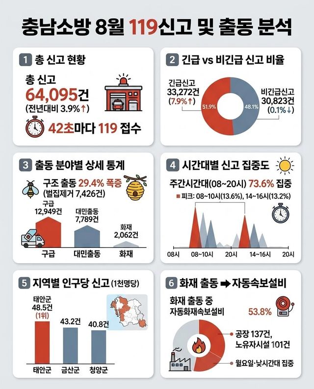 충남소방 8월 출동 분석