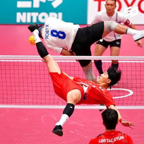 한국 대표팀의 남자 팀 레구 경기 장면.
