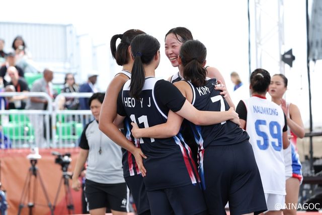 21일 태국과의 2차전 당시 한국 여자 3대3 농구 대표팀 모습