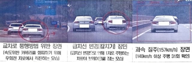 급차선 변경 등 교통법규 위반 운전자 적발
