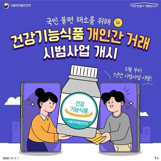 식약처가 2024년 5월 발표한 건강기능식품 개인 간 거래 시범사업 안내