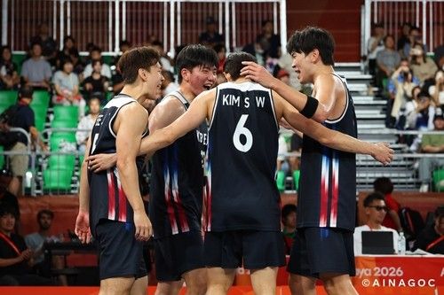 22일 조별리그 경기 때 한국 3대3 남자 농구 대표팀 모습