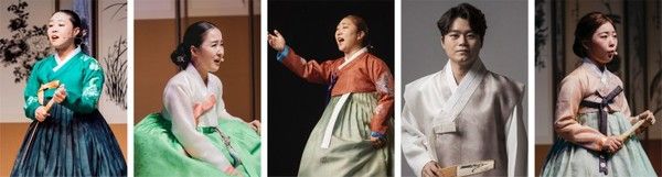 시연회에 참여하는 소리꾼 (왼쪽부터) 박은정(45), 이효덕(37), 이나라(36), 이성현(28), 박지수(22)