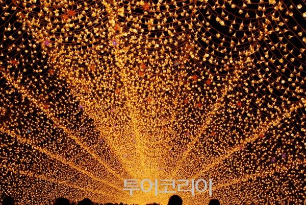 일본 나고야 나바나노사토의 일루미네이션 터널