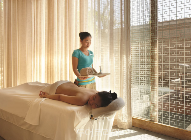 트리트먼트 룸 야외 스파 리셉션 공간