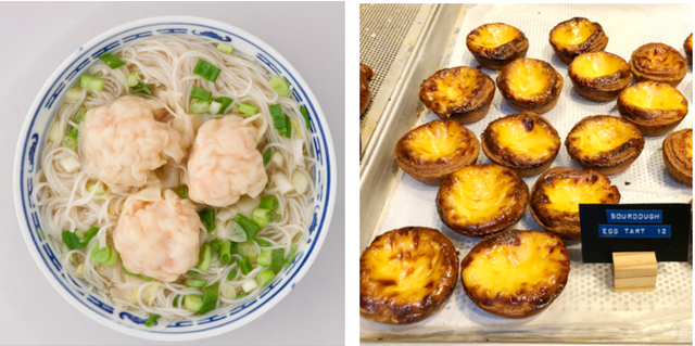 (왼쪽) 완탕면 (오른쪽) 에그타르트 / 출처: 홍콩관광청