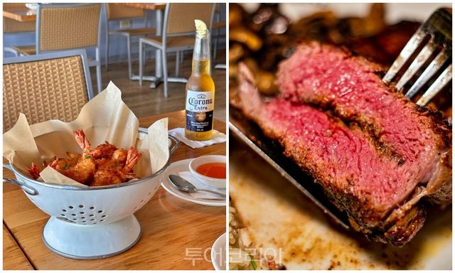 비치인 쉬림프(좌측), 롱혼스테이크(우측)