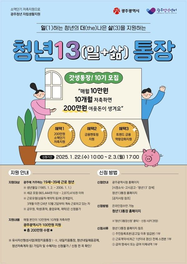 청년13(일+삶)통장 포스터. /사진-광주시