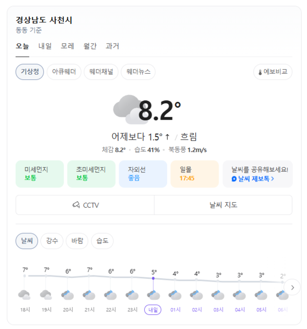 네이버 날씨 정보