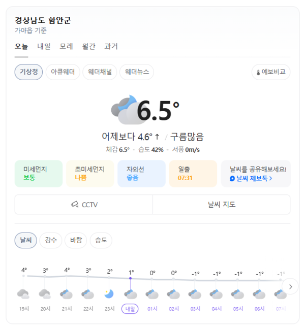 네이버 날씨 정보