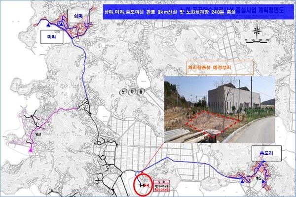 노화 공공하수처리장 증설 사업 평면도. /사진-완도군