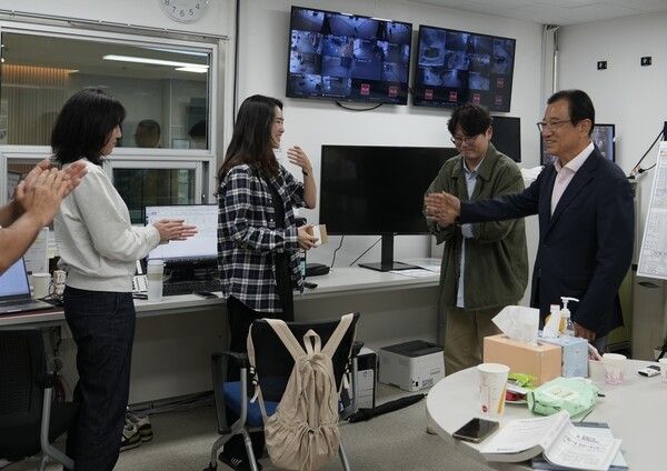 이현재 하남시장 추석연휴 근무자 격려 방문 모습(사진제공=하남시청)