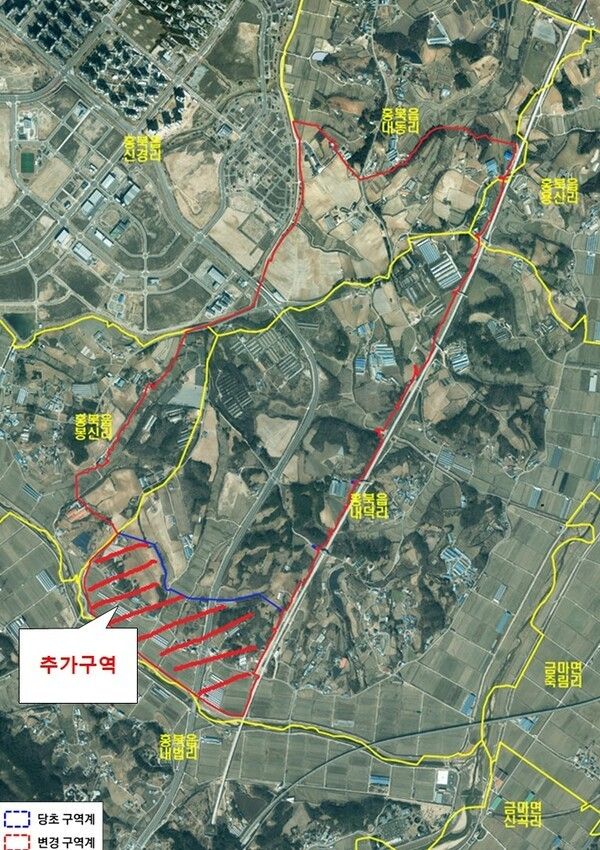 ▲홍성군 토지거래허가구역 조정 도면. /사진-충남도