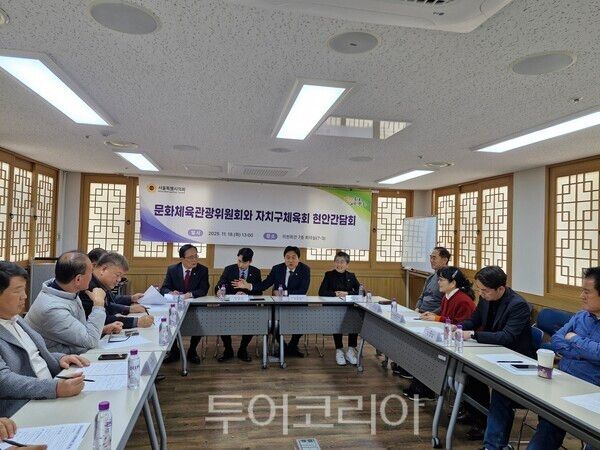 18일 열린 지역 체육 현안 해결을 위한 서울시의회 문화체육관광위원회 자치구 체육회 현안감담회 &nbsp;모습/사진= 서울시의회