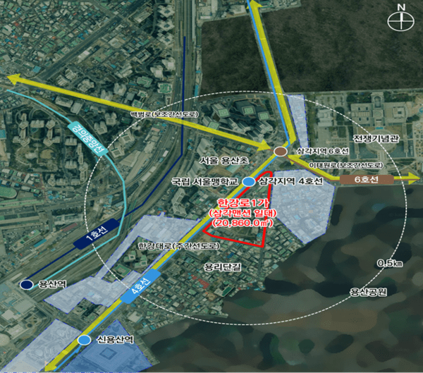 한강로1가 위치도(사진제공=용산구청)