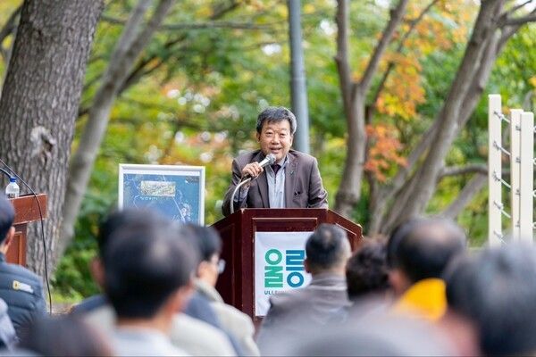 남한권 울릉군수 울릉 울렁다리 준공식 참석 모습(사진제공=울릉군청)