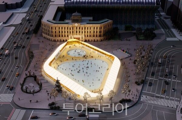2025년 서울광장 스케이트장 야간 조감도/ 이미지 =서울시