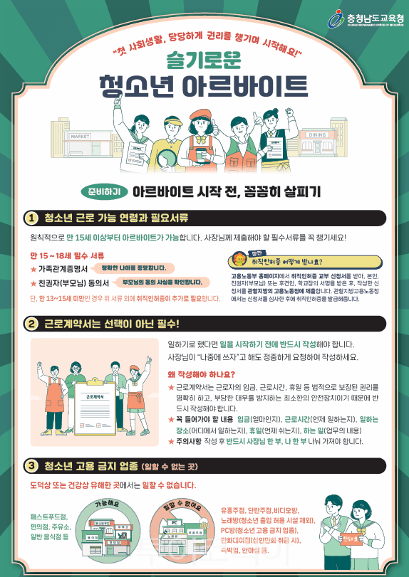 슬기로운 청소년 아르바이트 포스터. /사진-충남도교육청