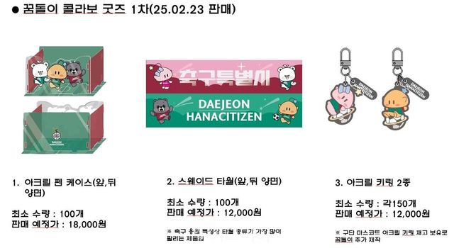 대전시-대전하나시티즌 콜라보 꿈돌이 굿즈/사진-대전시