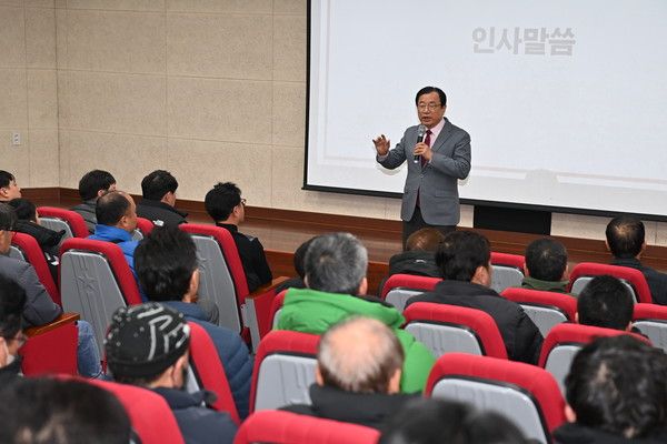 이현재 하남시장 환경공무관과의 대화 행사 참석 인사말 모습(사진제공=하남시청)