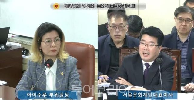 아이스루 부위원장이&nbsp;지난 27일&nbsp; 제328회 임시회 문화체육관광위원회 문화재단 소관 업무보고를 받고 있다./사진=서울시의회