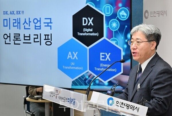 이남주 미래산업국장이 10일 시청 브리핑룸에서 미래산업국 소관 현안과 관련해 기자브리핑을 하고 있다.