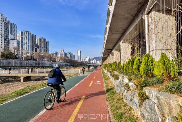 "(사진11) 불광천 라이딩" "(사진6) 불광천 자전거길" "(사진7) 불광천 야경" "(사진8) 불광천 벚꽃풍경" "(사진9) 불광천과 은평춘당" "(사진10) 은평춘당 마중벚꽃" /사진-서울관광재단