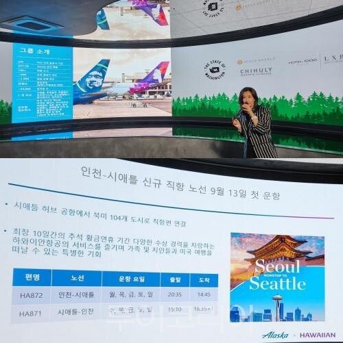 토니 프리버그(TONI FREEBERG) 알래스카항공 매니징 디렉터와 유수진 하와이안항공 한국 지사장