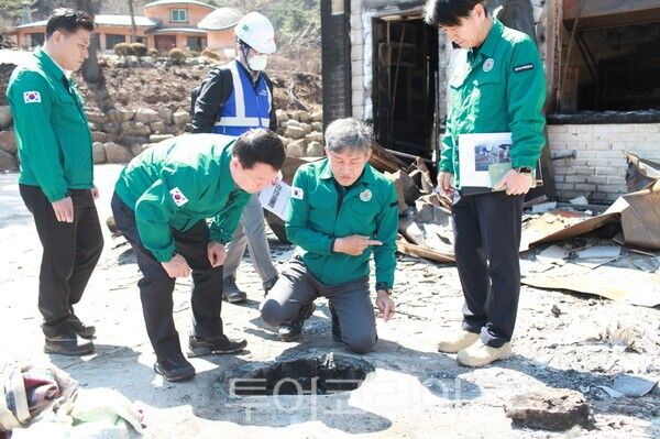 윤석대 한국수자원공사 사장이 지난 2일 청송과 안동 등 피해지역을 방문했다. /사진-한국수자원공사
