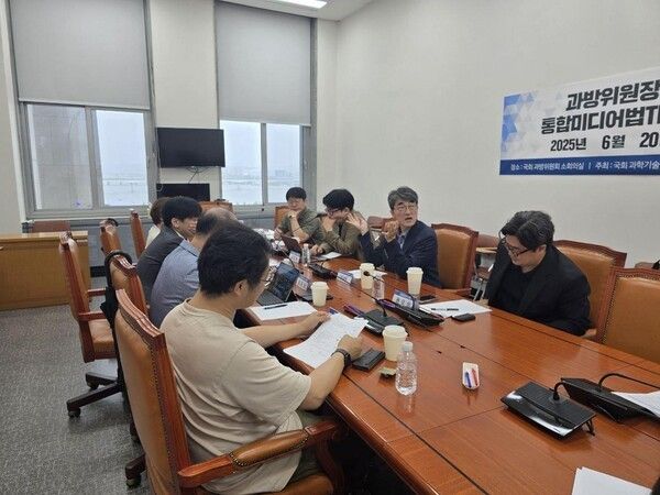 과방위원장 직속 ‘통합미디어법 TF’ 제1차 회의 모습(사진제공=최민희사무실)