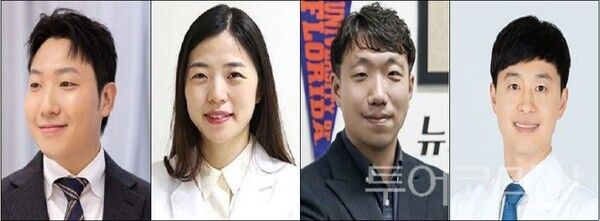 (왼쪽부터) 인천대학교 일반대학원 이준호 연구원(現 미국 플로리다대학교 박사과정), 강남성심병원 전진선 교수, 인천대학교 스포츠과학부 강년주 교수, 서울대학교 보라매병원 김률 교수