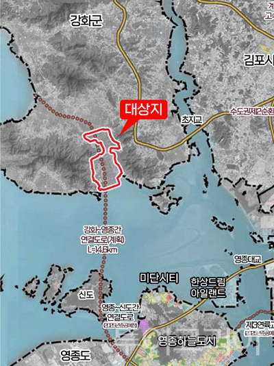 강화남단 경자구역 신규 지정 사업 위치도