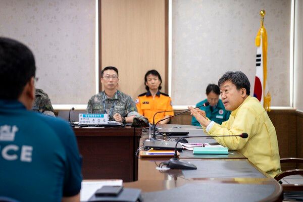 남한권 울릉군수 통합방위협의회 진행 모습(사진제공=울릉군청)