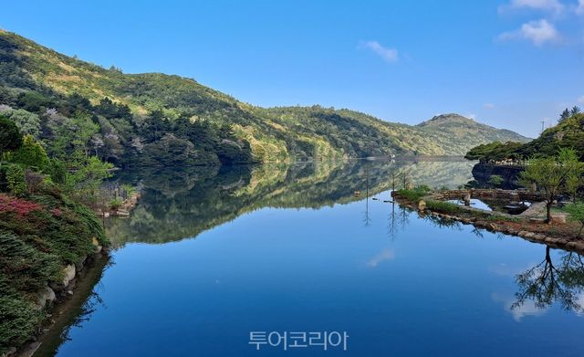 완도수목원 수변데크에서 바라본 신학저수지&nbsp; &nbsp;/사진-전남도