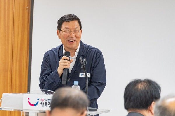 김경호 광진구청장 주민설명회 참석 인사말 모습(사진제공=광진구청)