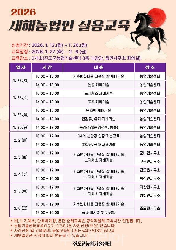 새해 농업인 실용교육 포스터. /사진-진도군