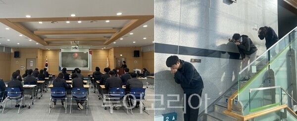 한국농어촌공사 영천지사(지사장 전춘희)는 지난 22일 영천지사 청사에서 안전한국훈련 연계 민방위 훈련을 실시했다./사진-한국농어촌공사 영천지사